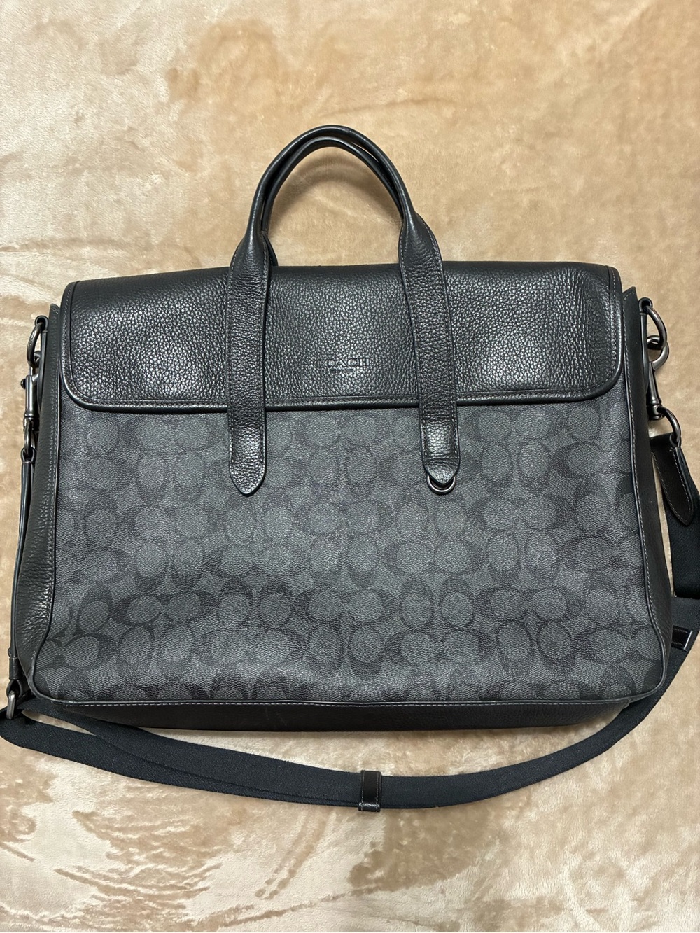 Coach Sullivan Men's Charcoal/Black Signature Briefcase